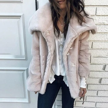 Women Solid Plush Turn-down Collar Loose Single Breasted Buttons Cardigan Ladies Winter Casual Coat Elegant Warm Outwear SJ3524U
Women Solid Plush Turn-down Collar Loose Single Breasted Buttons Cardigan Ladies Winter Casual Coat Elegant Warm Outwear SJ3524U