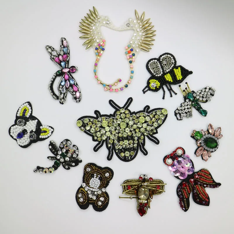 Bee dragonfly bear fish dog patch Rhinestone beaded Patches for clothing DIY sew on parches Embroidered applique animals
Bee dragonfly bear fish dog patch Rhinestone beaded Patches for clothing DIY sew on parches Embroidered applique animals