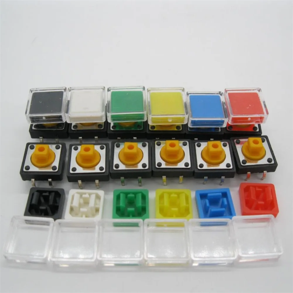 25pcs B3F Tactile Push Button Switch +A14 color hat 25pcs + transparent cap 25pcs Momentary Tact Touch Micro switch 12x12x7.3mm
25pcs B3F Tactile Push Button Switch +A14 color hat 25pcs + transparent cap 25pcs Momentary Tact Touch Micro switch 12x12x7.3mm
