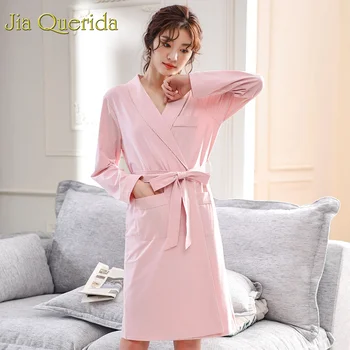 J&Q Women Pink Kimono 2019 Spring New High Quality Brand Robes 100% Cotton Long Sleeves Yukata Solid Elegant Home Bathrobe Coton
J&Q Women Pink Kimono 2019 Spring New High Quality Brand Robes 100% Cotton Long Sleeves Yukata Solid Elegant Home Bathrobe Coton