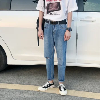 2019 Summer Men's Fashion Trend Stretch Slim Fit Skinny Wash Jeans Mens Trousers Holes Blue Color Casual Pants Plus Size M-2XL
2019 Summer Men's Fashion Trend Stretch Slim Fit Skinny Wash Jeans Mens Trousers Holes Blue Color Casual Pants Plus Size M-2XL