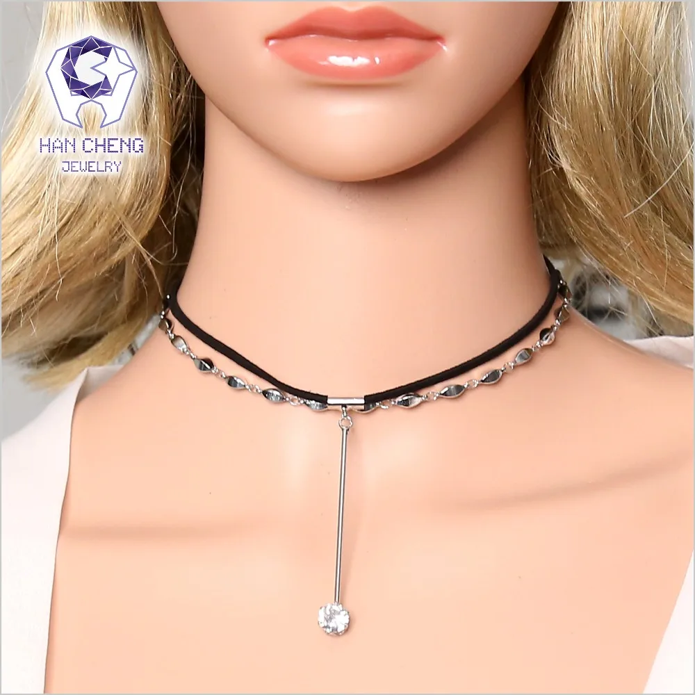 HanCheng New Fashion Double Layer Velvet Belt Silver Link Zircon Pendant Choker Necklace Women Necklaces collar jewelry bijoux
HanCheng New Fashion Double Layer Velvet Belt Silver Link Zircon Pendant Choker Necklace Women Necklaces collar jewelry bijoux