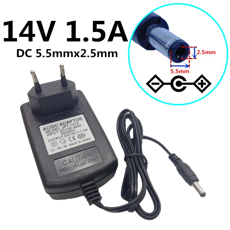 AC 100-240V to DC 14V 1.5A AC/DC Adapter Switch Power Supply Converter Adapter US AU UK EU Plug 5.5*2.5mm DC 5.5*2.1mm
AC 100-240V to DC 14V 1.5A AC/DC Adapter Switch Power Supply Converter Adapter US AU UK EU Plug 5.5*2.5mm DC 5.5*2.1mm