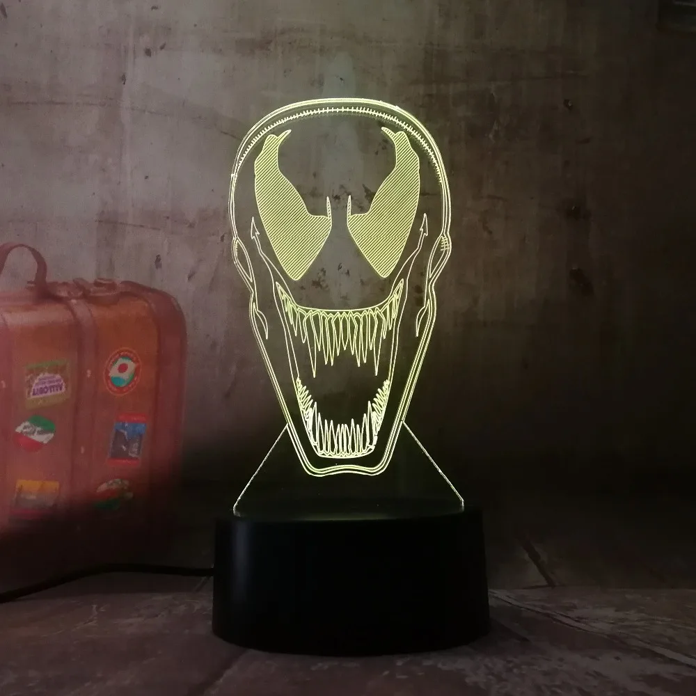 Новинка Marvel Comics Прохладный Venom Человек паук 7 цветов изменить LED Настольная лампа
