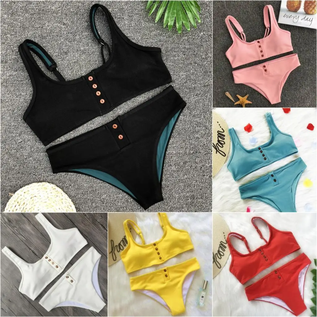 Bikini 2019 Swimsuit Women Bathing Suit Maillot De Bain Femme Sexy Pure Bikini Set Button Swimsuit Swimwear Swimming Suit
Bikini 2019 Swimsuit Women Bathing Suit Maillot De Bain Femme Sexy Pure Bikini Set Button Swimsuit Swimwear Swimming Suit