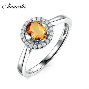 AINUOSHI Natural Citrine Sunflower Ring Pure 925 Sterling Silver Halo Ring 1.25ct Oval Cut Gems Engagement Jewelry Women Ring
AINUOSHI Natural Citrine Sunflower Ring Pure 925 Sterling Silver Halo Ring 1.25ct Oval Cut Gems Engagement Jewelry Women Ring