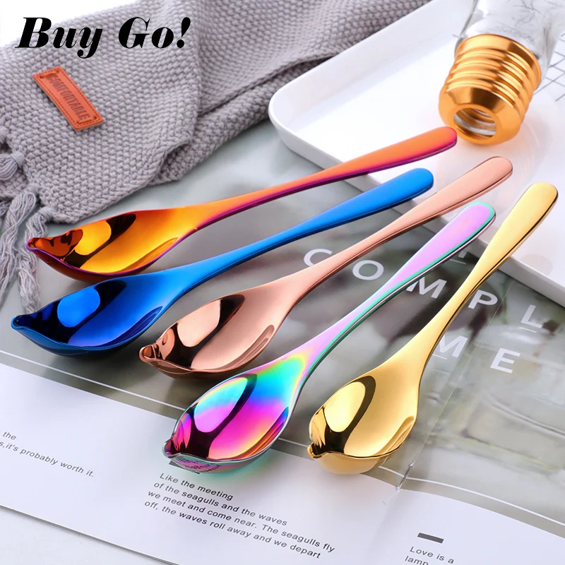 Colorful Stainless Steel Saucier Spoon Pointed Waterdrop Dressing Sauce Oil Spoon Ice Cream Cake DIY Bakeware Cake Spoons Tools
Colorful Stainless Steel Saucier Spoon Pointed Waterdrop Dressing Sauce Oil Spoon Ice Cream Cake DIY Bakeware Cake Spoons Tools