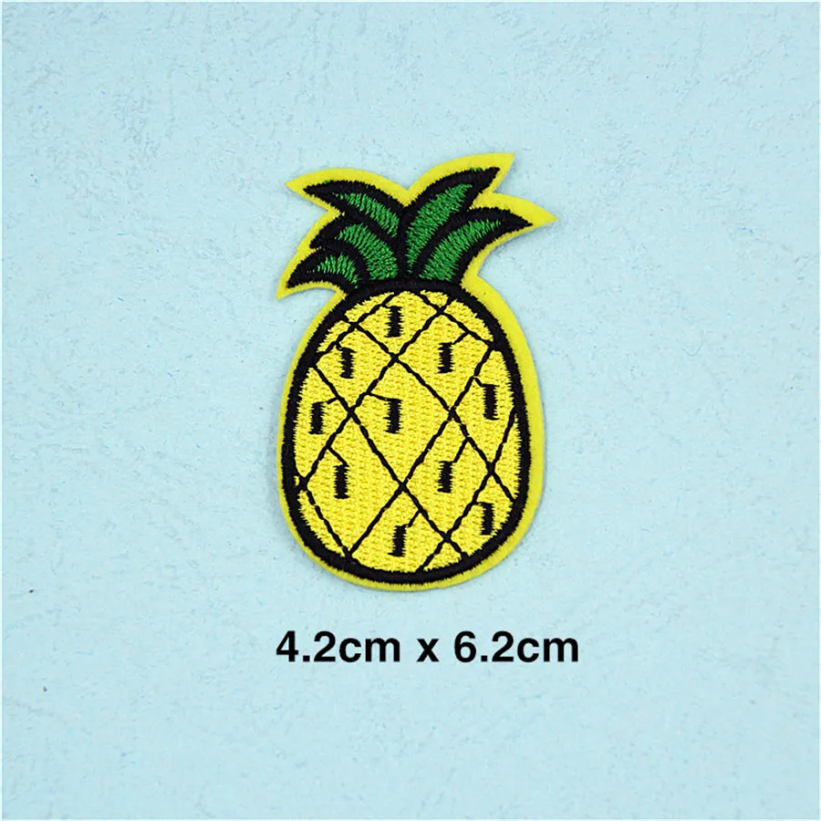 PF Fine Stripe Fruit Patch Pineapple Embroidery Patch for Clothing Applique Accessories Tops Bag Iron Patches Stickers TB211 us234