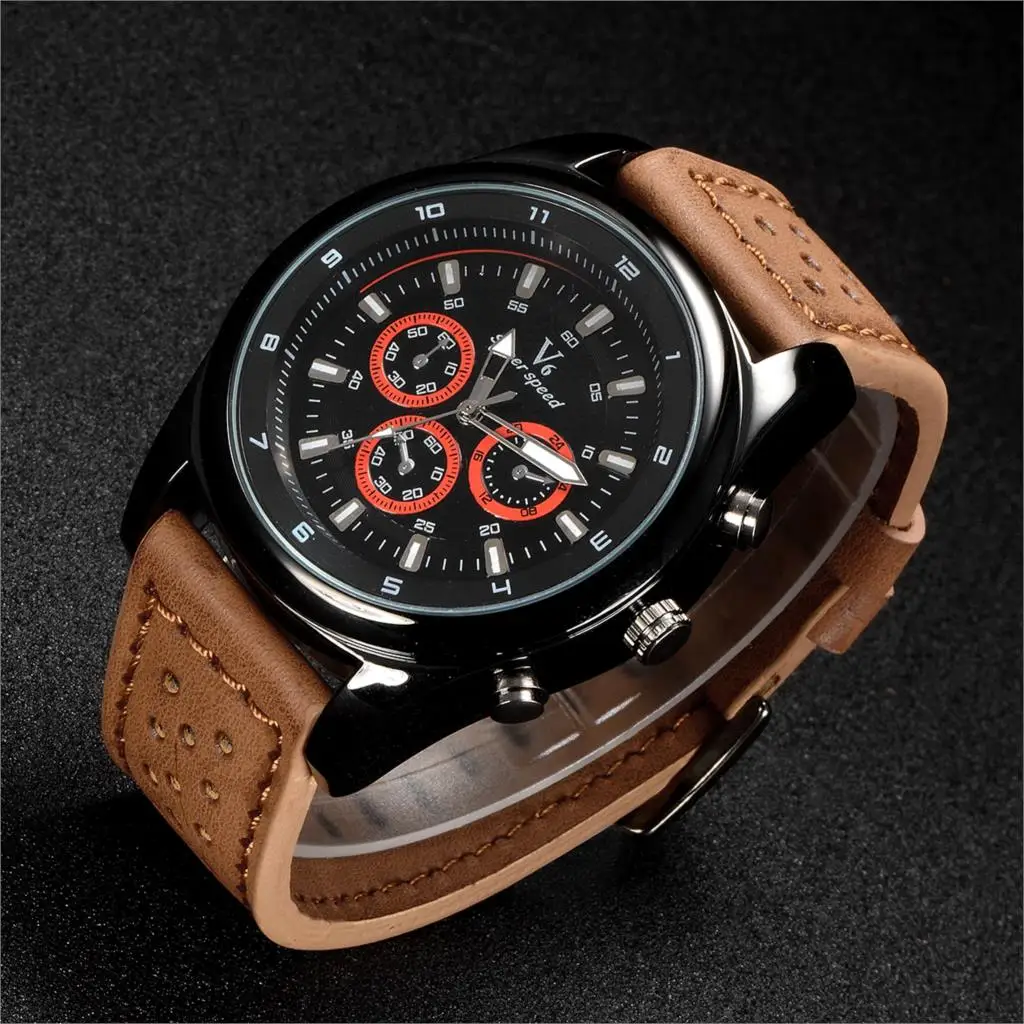 2019 New arrive V6 men watch fashion simple design big dial leisure sport military men leather quartz watches drop shipping
2019 New arrive V6 men watch fashion simple design big dial leisure sport military men leather quartz watches drop shipping