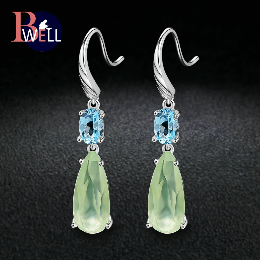 Bwell Gemstone Prehnite 100% 925 Sterling Silver Jewelry Women Earrings White Gold Plated For Women Party BWEI056
Bwell Gemstone Prehnite 100% 925 Sterling Silver Jewelry Women Earrings White Gold Plated For Women Party BWEI056