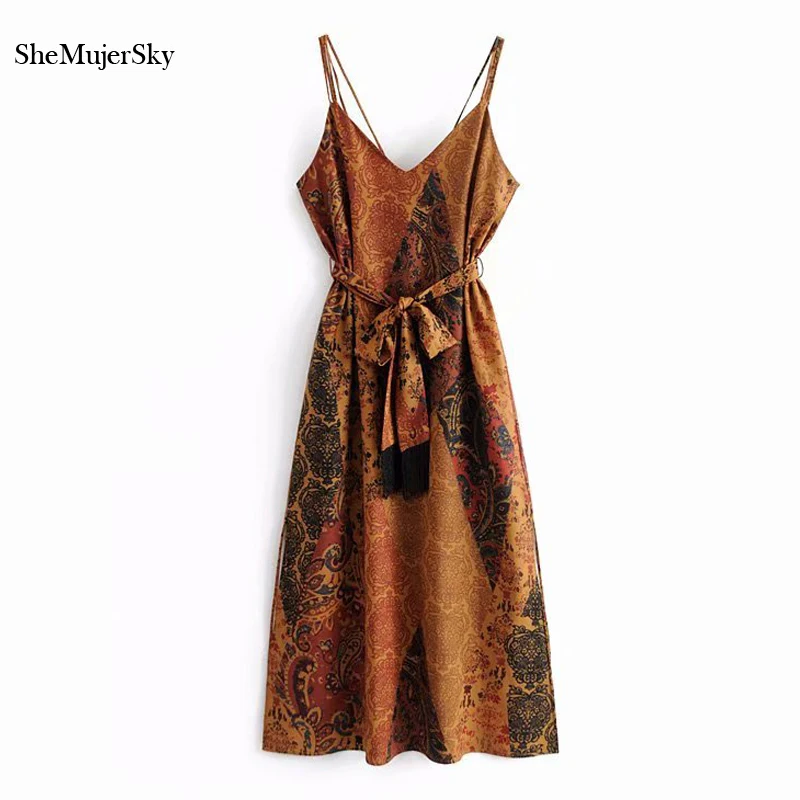 SheMujerSky Women Bohemian Geometric Print Dress Strappy Midi Dress With Belt Sleeveless Summer Dresses 2019
SheMujerSky Women Bohemian Geometric Print Dress Strappy Midi Dress With Belt Sleeveless Summer Dresses 2019
