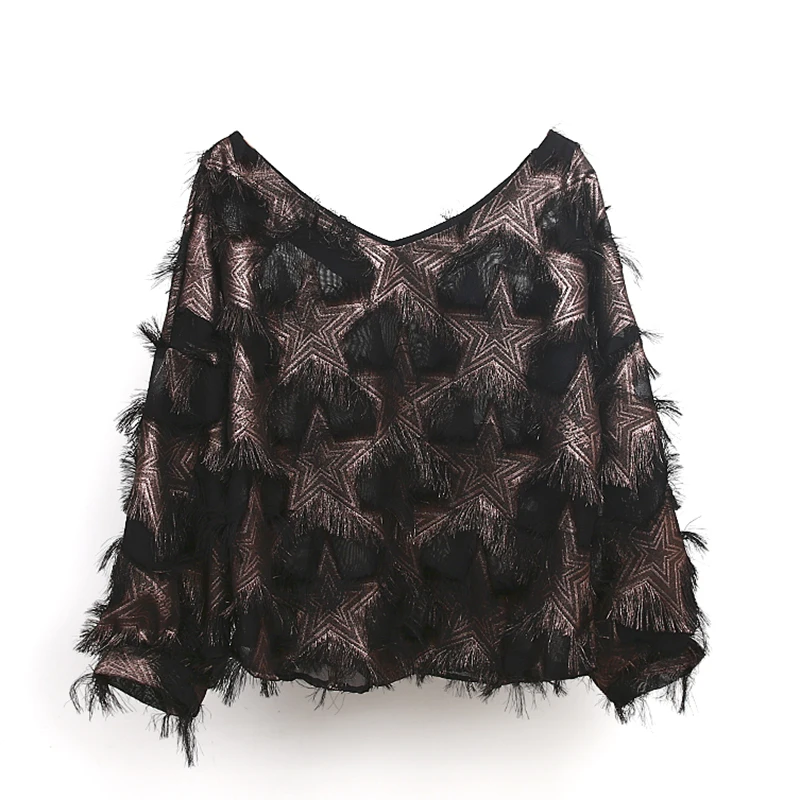Spring Women Vintage Chiffon Feathers Tassel Casual Pullover Shirt Ladies Fashion Stars Style Show Blouse Shirt Tops
Spring Women Vintage Chiffon Feathers Tassel Casual Pullover Shirt Ladies Fashion Stars Style Show Blouse Shirt Tops