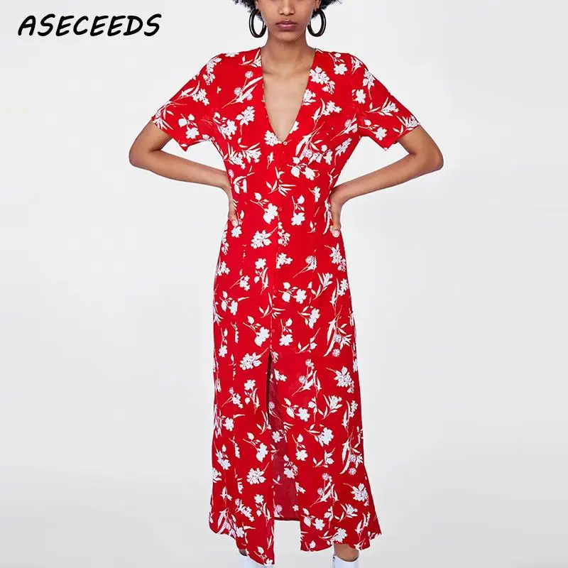 Summer dress women vintage button floral print boho beach dress korean elegant long dress sexy V neck party dress 2018 vestidos
Summer dress women vintage button floral print boho beach dress korean elegant long dress sexy V neck party dress 2018 vestidos