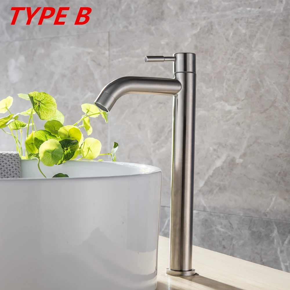 304 Stainless Steel Basin faucet Rust and corrosion resistance bathroom kitchen single cold water faucet Torneira Cozinha DOODII7
