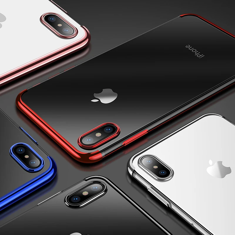 Ultra Slim Transparent Soft TPU back Cover Case For iphone x xs max xr Plating Colored edge Silicone Capa For iphone 6 7 8 Plus
Ultra Slim Transparent Soft TPU back Cover Case For iphone x xs max xr Plating Colored edge Silicone Capa For iphone 6 7 8 Plus