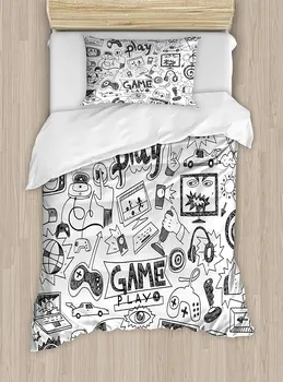 Video Games Duvet Cover Set Monochrome Sketch Style Gaming Design Racing Monitor Device Gadget Teen 90's Decor 4pcs Bedding Set
Video Games Duvet Cover Set Monochrome Sketch Style Gaming Design Racing Monitor Device Gadget Teen 90's Decor 4pcs Bedding Set