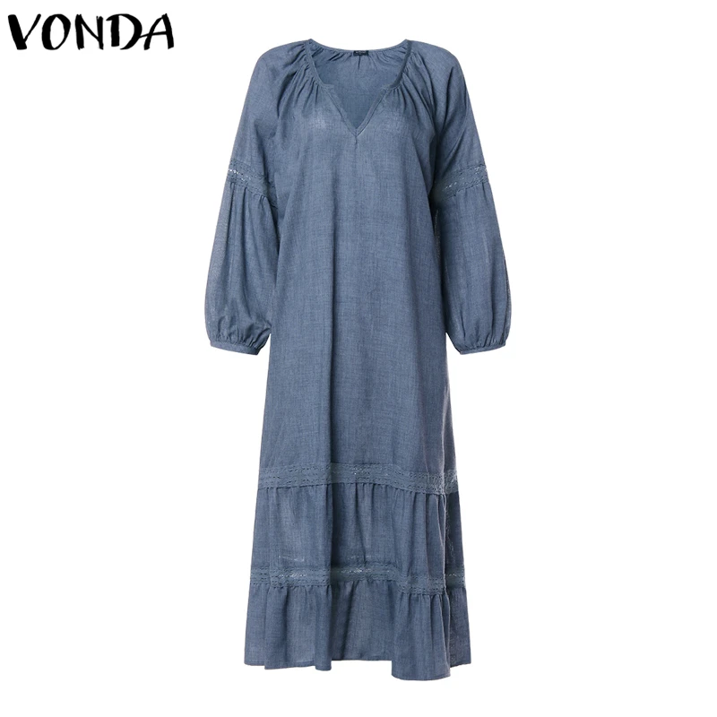 VONDA Women Maxi Dress 2019 Autumn Vintage Casual Loose V Neck Long Lantern Sleeve Solid Dresses Female Vestidos Plus Size
VONDA Women Maxi Dress 2019 Autumn Vintage Casual Loose V Neck Long Lantern Sleeve Solid Dresses Female Vestidos Plus Size