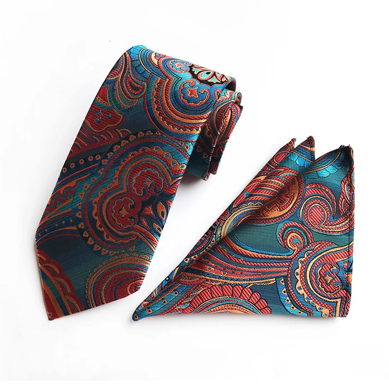 Фото Explosion высокое качество полиэстер Пейсли галстук Карманный полотенце из двух