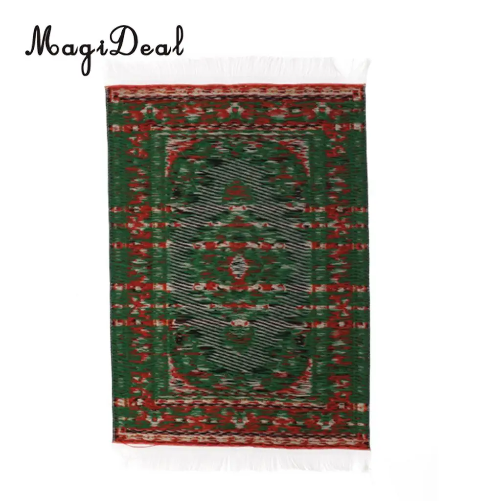 Chinese Happiness Theme Handmade Woven 1/12 Miniaturte Dollhouse Rug Fioor Capret for Living Room Door Furniture Decor