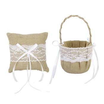 Burlap Jute + Lace Flower Basket, Ring Bearer Pillow 15cm Rustic Country Wedding
Burlap Jute + Lace Flower Basket, Ring Bearer Pillow 15cm Rustic Country Wedding