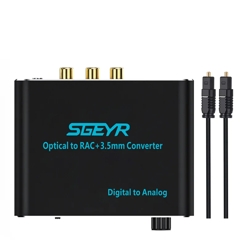 SGEYR DAC Optical fiber Audio to RCA 3.5mm Converter Coaxial Toslink to Analog L/R Audio Converter Adapter +Volume Control Knob
SGEYR DAC Optical fiber Audio to RCA 3.5mm Converter Coaxial Toslink to Analog L/R Audio Converter Adapter +Volume Control Knob
