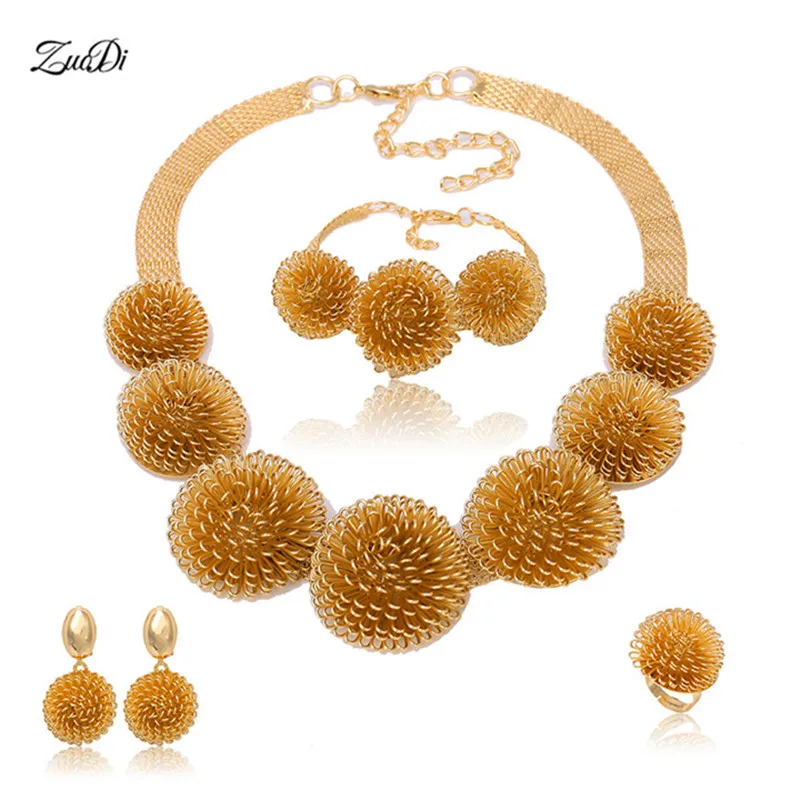 ZuoDi 2021 African Beads Jewelry Set Wholesale Gold Color Bridal Nigerian Wedding crystal Women customer design | Украшения и