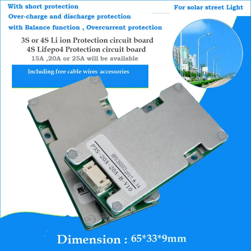 3S 12V or 4S 14.4V LI ion PCB board also 4S Lifepo4 solar street power BMS with 15A 20A or 25A constant charge and discharge
3S 12V or 4S 14.4V LI ion PCB board also 4S Lifepo4 solar street power BMS with 15A 20A or 25A constant charge and discharge