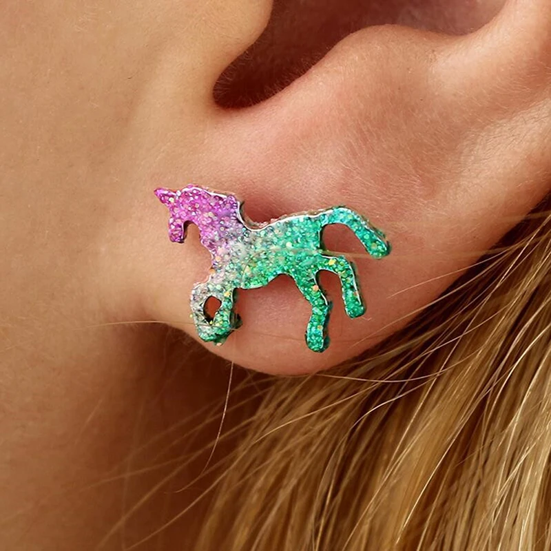 Women Cute Animal Colorful Horse Earrings Unicorn Stud Earrings Trendy Glitter Powder Enamel Christmas brincos Earring Jewelry
Women Cute Animal Colorful Horse Earrings Unicorn Stud Earrings Trendy Glitter Powder Enamel Christmas brincos Earring Jewelry