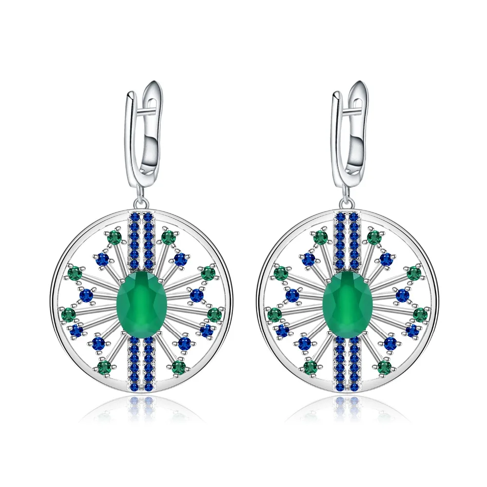 GEM'S BALLET 2.58Ct Round Natural Green Agate Earrings 925 Sterling Sliver Vintage Palace Drop Earrings For Women Fine Jewelry
GEM'S BALLET 2.58Ct Round Natural Green Agate Earrings 925 Sterling Sliver Vintage Palace Drop Earrings For Women Fine Jewelry