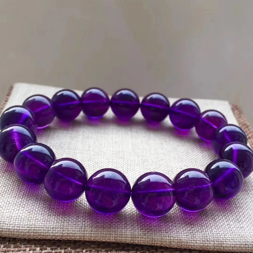 Натуральный фиолетовый аметистовый кварц бриллианты браслет Женский камень 10 мм