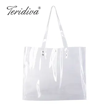 Large Capacity Clear PVC Women Handbags Jelly Transparent Plastic Summer Vacation Beach Shoulder Bags Tote Shopping Bags
Large Capacity Clear PVC Women Handbags Jelly Transparent Plastic Summer Vacation Beach Shoulder Bags Tote Shopping Bags