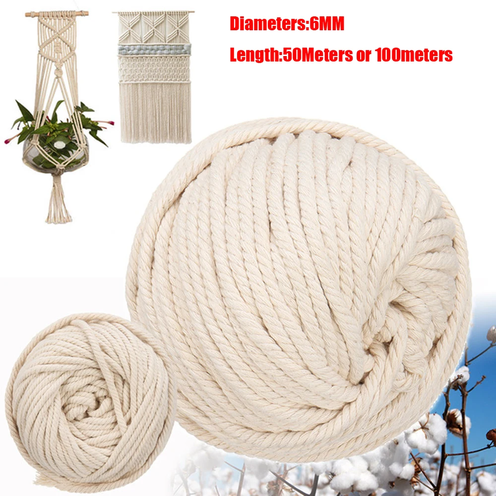 6mm Handmade Natural Cotton Rope Macrame Wall Hangings Plant Hanger Craft Making Knitting Cord Rope
6mm Handmade Natural Cotton Rope Macrame Wall Hangings Plant Hanger Craft Making Knitting Cord Rope