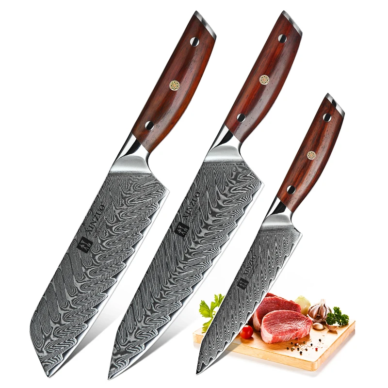 XINZUO PRO 3 PCS Knife Set Kitchen Knife Set Damascus Steel Knife Blades Santoku Utility Chef's 7+5+8.5 inch Kitchen Knives
XINZUO PRO 3 PCS Knife Set Kitchen Knife Set Damascus Steel Knife Blades Santoku Utility Chef's 7+5+8.5 inch Kitchen Knives