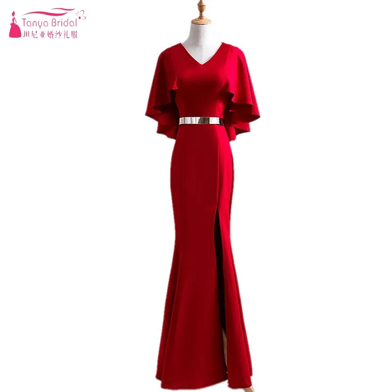 Half Sleeves V Neck Mermaid Red Evening Dresses Side Slit Floor Length Black Formal Evening Prom Gown Lady Dress DQG039
Half Sleeves V Neck Mermaid Red Evening Dresses Side Slit Floor Length Black Formal Evening Prom Gown Lady Dress DQG039