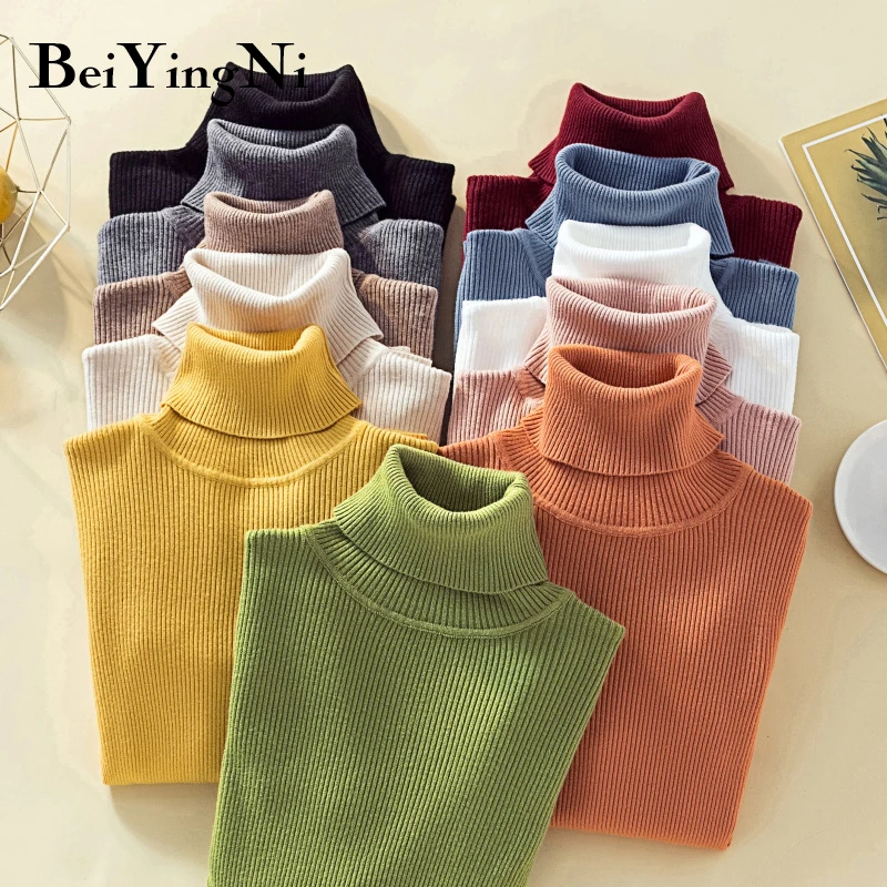 Beiyingni Womens Sweaters 2019 Autumn 11 Colors High Elastic Solid Turtleneck Knitted Pullover Jumper Winter Casual Chic Sweater
Beiyingni Womens Sweaters 2019 Autumn 11 Colors High Elastic Solid Turtleneck Knitted Pullover Jumper Winter Casual Chic Sweater
