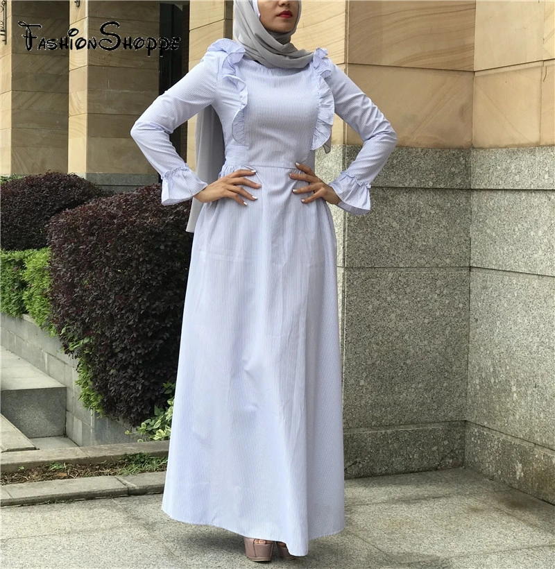 Muslim Stripe Maxi Dress Trumpet Sleeve Abaya Long Skirt Robe Gowns Tunic Kimono Jubah Middle East Ramadan Arab Islamic Clothing
Muslim Stripe Maxi Dress Trumpet Sleeve Abaya Long Skirt Robe Gowns Tunic Kimono Jubah Middle East Ramadan Arab Islamic Clothing