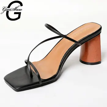 GENSHUO Vintage Square Toe Sandals Women Narrow Band White High Heel Women Sandals Sexy Slip on Beach Sandals Black Heels Slides
GENSHUO Vintage Square Toe Sandals Women Narrow Band White High Heel Women Sandals Sexy Slip on Beach Sandals Black Heels Slides