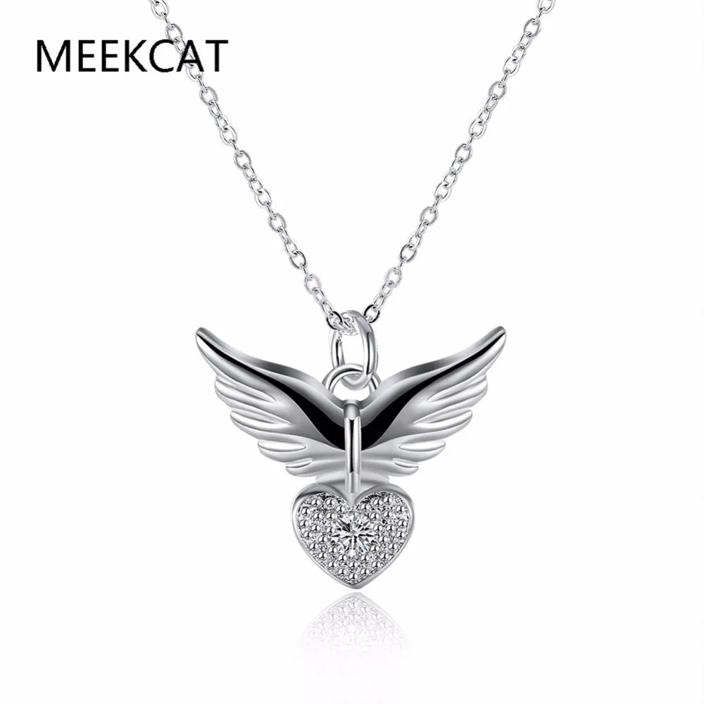 Ожерелье с подвеской в виде сердца MEEKCAT винтажное ожерелье перьями крыльями
