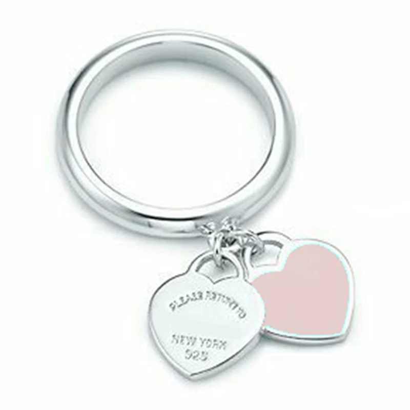 Real 925Silver Lover's Rings Accessories Wedding Ring Brand TIFF pinkHearts tag Engraved Custom Logo Charm Pendant Finger Rings
Real 925Silver Lover's Rings Accessories Wedding Ring Brand TIFF pinkHearts tag Engraved Custom Logo Charm Pendant Finger Rings