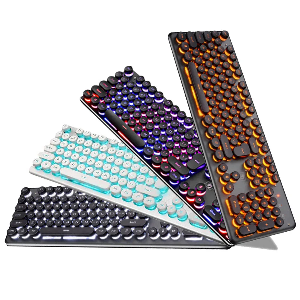 Backlit Gaming Keyboard Steampunk Retro Round/Square Keycap USB Wired Glowing Metal Panel Laptop Computer Mechanical Keyboard
Backlit Gaming Keyboard Steampunk Retro Round/Square Keycap USB Wired Glowing Metal Panel Laptop Computer Mechanical Keyboard