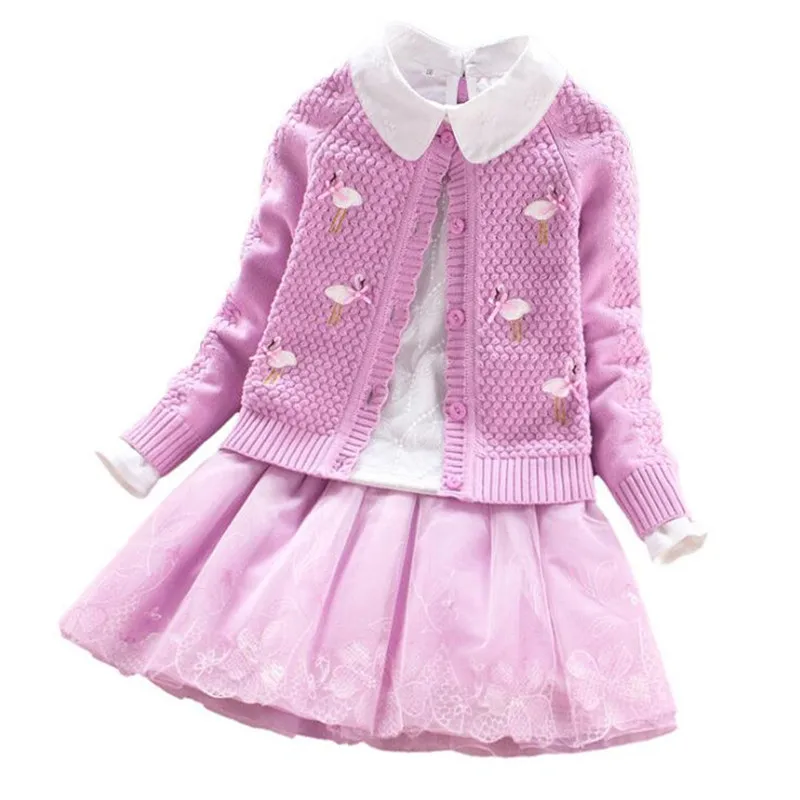 Children's clothing set 2018 Autumn Winter Sweater Coat+Shirt+Skirt 3pcs Lace Flowers Kids Girls Cotton Clothes 8 10 12 14 year 
Children's clothing set 2018 Autumn Winter Sweater Coat+Shirt+Skirt 3pcs Lace Flowers Kids Girls Cotton Clothes 8 10 12 14 year
