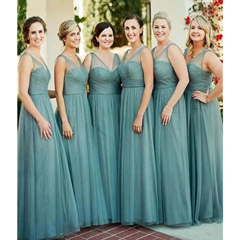 2019 High Quality Tulle Long Bridesmaid Dresses V Neck A Line Floor Length Summer Wedding Party Gowns Cheap Maid Of Honor Dress
2019 High Quality Tulle Long Bridesmaid Dresses V Neck A Line Floor Length Summer Wedding Party Gowns Cheap Maid Of Honor Dress