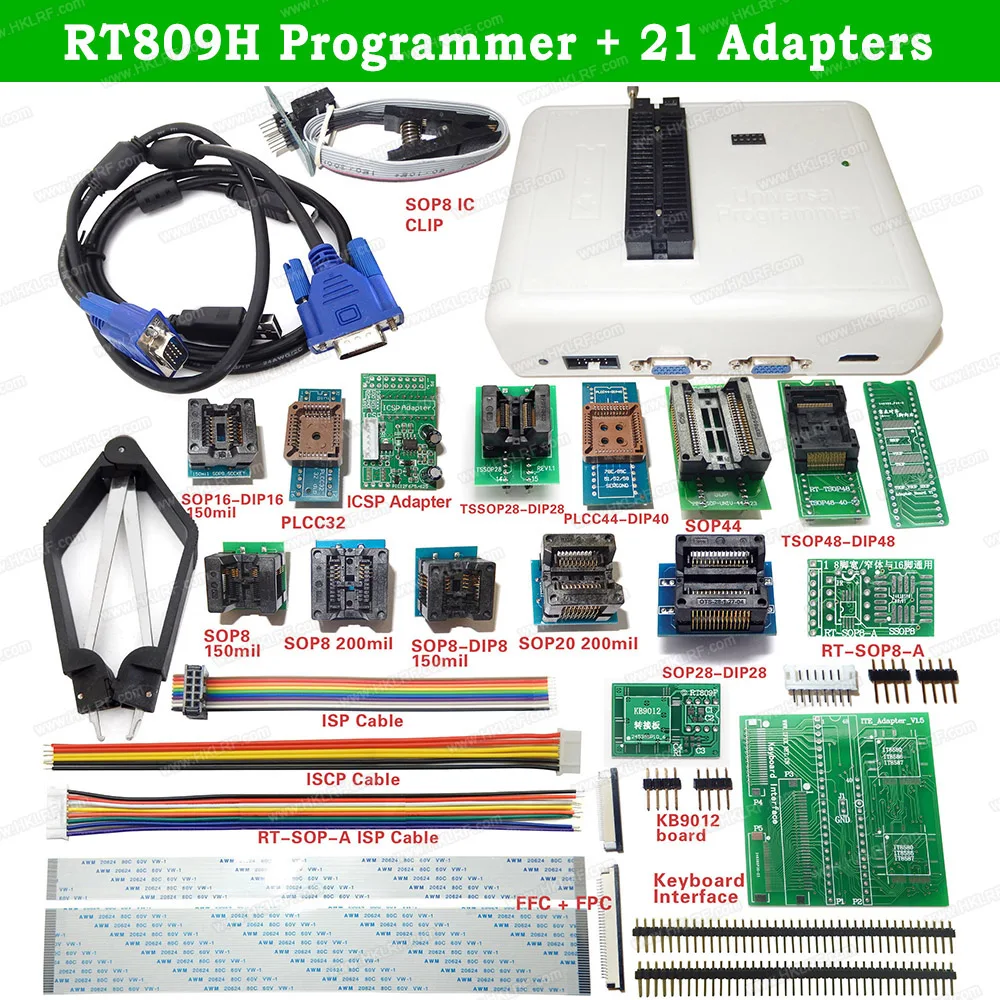 RT809H USB Universal Programmer With 21 Items EMMC-Nand FLASH Bios EEPROM Programmer Better Than TL866II Plus
RT809H USB Universal Programmer With 21 Items EMMC-Nand FLASH Bios EEPROM Programmer Better Than TL866II Plus