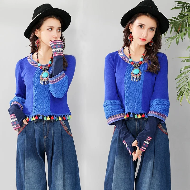 Traditional Chinese Clothing Women Crop Top 2019 Blue Kintted Tassel Ethnic Blouse Vintage Shirt Ladies Chinese Tops TA1469
Traditional Chinese Clothing Women Crop Top 2019 Blue Kintted Tassel Ethnic Blouse Vintage Shirt Ladies Chinese Tops TA1469