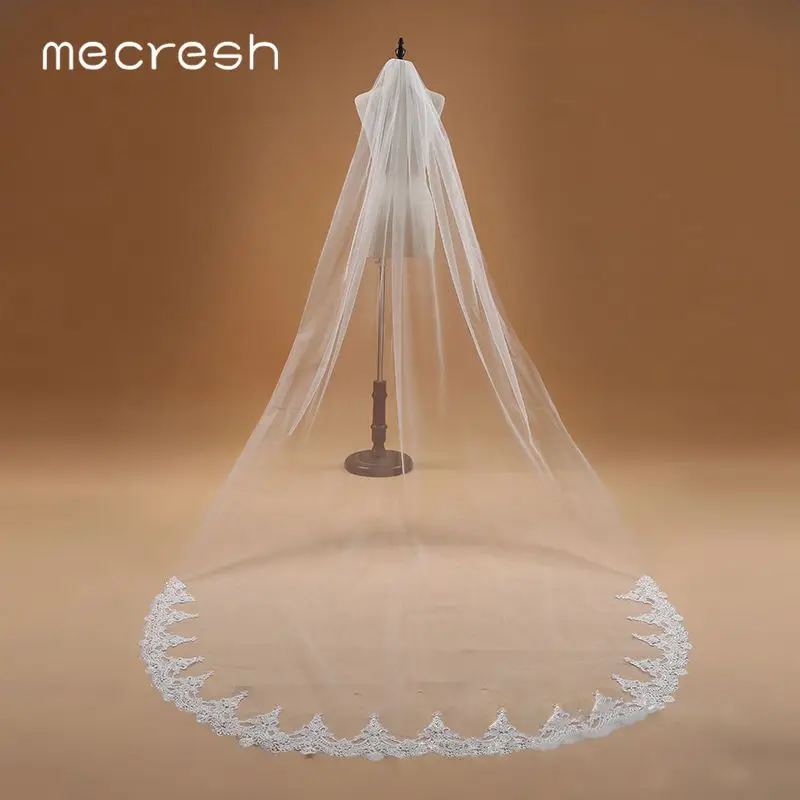 Mecresh Ivory Lace Bridal Wedding Veils One Layer Applique Long Tulle Mariage Chapel Veils With Comb Women Accessories 3m VTS002
Mecresh Ivory Lace Bridal Wedding Veils One Layer Applique Long Tulle Mariage Chapel Veils With Comb Women Accessories 3m VTS002