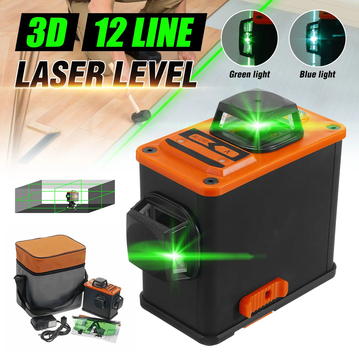 High-precision Laser Levels 12 Lines 3D Green/Blue Laser Self Leveling 360 Degree Horizontal & Vertical Cross Waterproof
High-precision Laser Levels 12 Lines 3D Green/Blue Laser Self Leveling 360 Degree Horizontal & Vertical Cross Waterproof