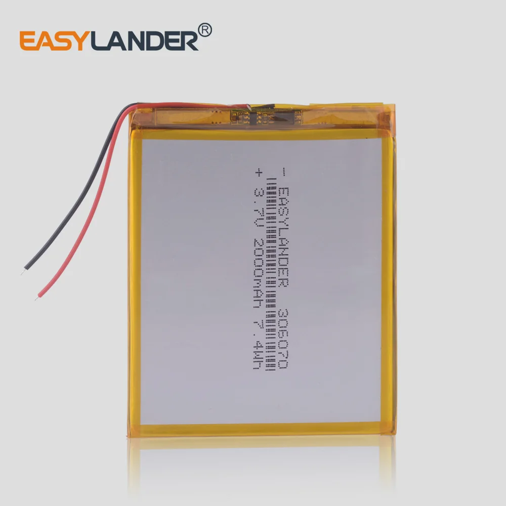 3.7V 2000mAh 306070 Lithium Polymer LiPo Rechargeable Battery cells power For PAD GPS Vedio Game E-Book Tablet PC Power Bank
3.7V 2000mAh 306070 Lithium Polymer LiPo Rechargeable Battery cells power For PAD GPS Vedio Game E-Book Tablet PC Power Bank