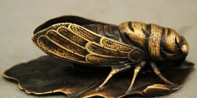 JP S0114 Folk Chinese Pure Bronze Wealth Fly Cicada Cigala Statue On Leaf Sculpture
JP S0114 Folk Chinese Pure Bronze Wealth Fly Cicada Cigala Statue On Leaf Sculpture