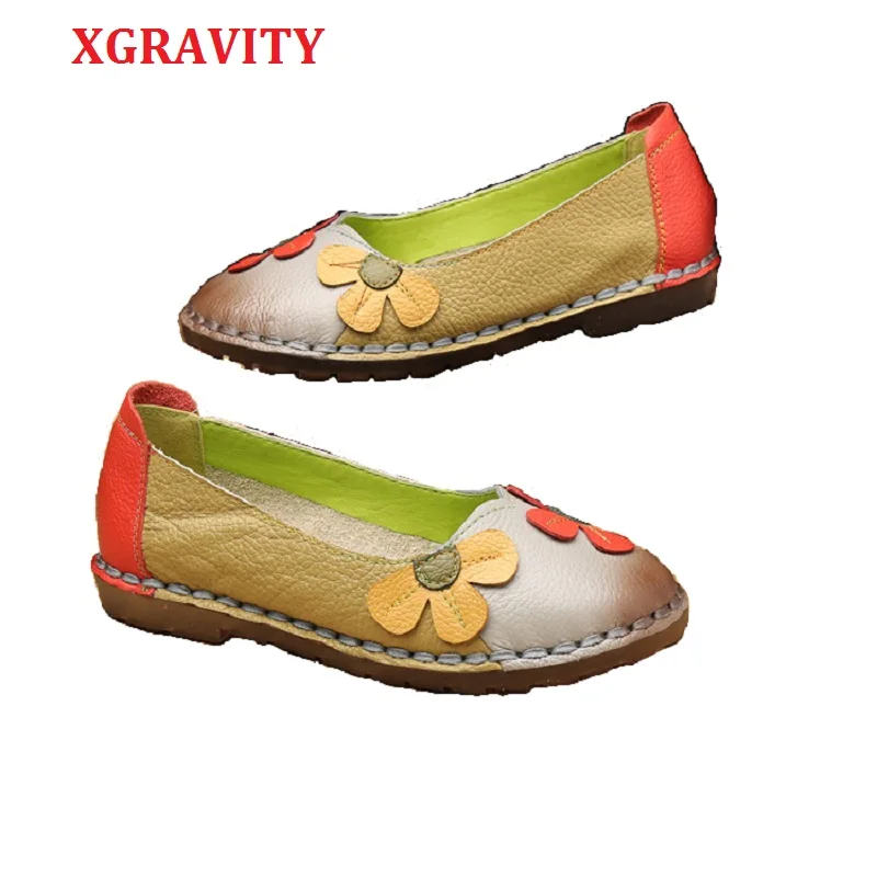 XGRAVITY Spring Casual Flower Design Round Toe Mixed-Color Flat Shoes Retro Cow Leather Woman Floral Designer Lady Loafers C002
XGRAVITY Spring Casual Flower Design Round Toe Mixed-Color Flat Shoes Retro Cow Leather Woman Floral Designer Lady Loafers C002