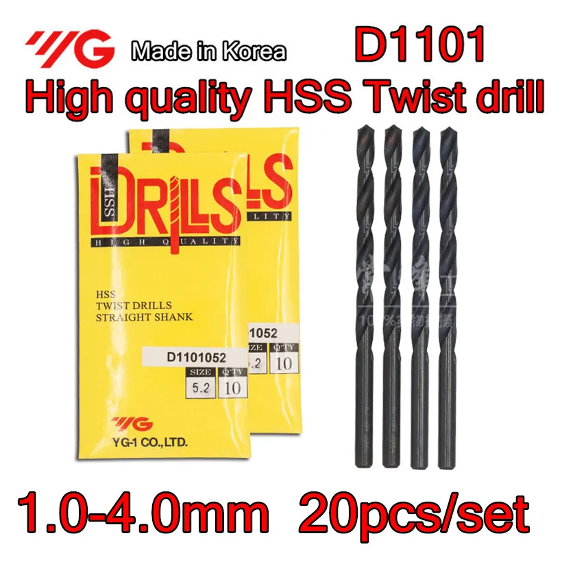Made in Korea YG-1 D1101 1.0-4.0mm 20pcs/set High quality HSS Twist drill Free shipping
Made in Korea YG-1 D1101 1.0-4.0mm 20pcs/set High quality HSS Twist drill Free shipping